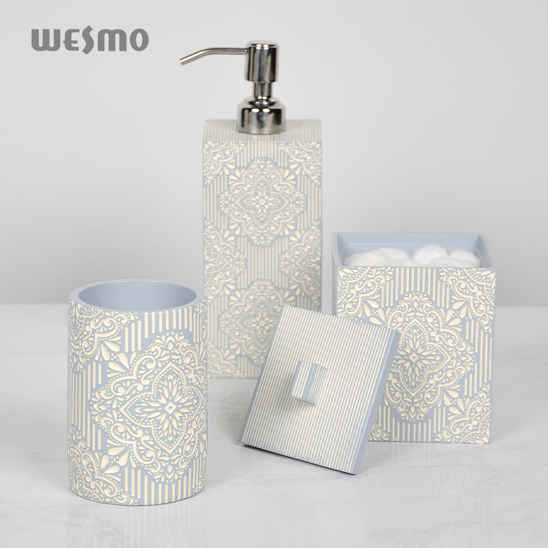 Resin bathroom accessories soap dispenser tumbler bath set